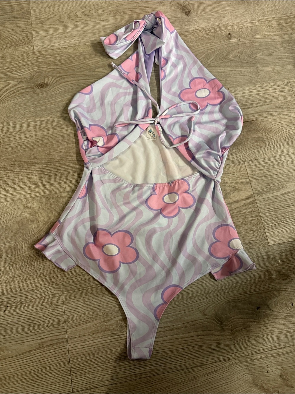 I heart raves Pink Floral Halter One-Piece